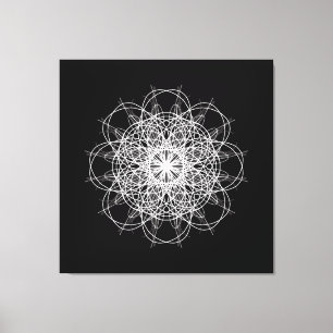 Toile Toile, blanc noir Kaleidoscope Mandala Art