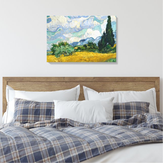 Toile Toiles imprimées Champ de blé avec cyprès (Insitu(Chambre))