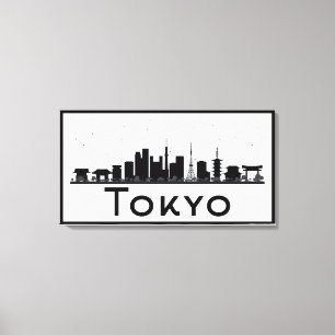 Toile Tokyo, Japon horizon noir et blanc de   de ville
