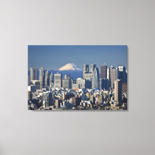 Toile Tokyo, Skyline du quartier de Shinjuku, mont Fuji,
