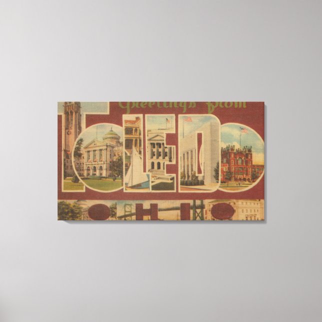 Toile Tolède, Ohio, grandes lettres ScènesTolède, OH (Recto)