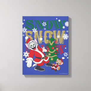 Toile Tom et Jerry Santas By The Tree