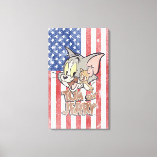 Toile Tom & Jerry avec le drapeau américain