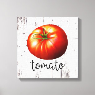 Toile TOMATE Bois Blanc Rustique Cuisine de Ferme Artisa