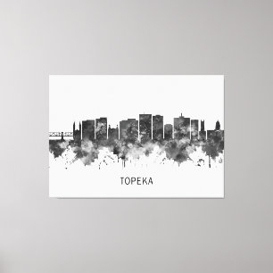 Toile Topeka Kansas Skyline BW