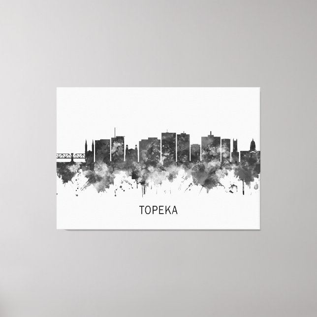 Toile Topeka Kansas Skyline BW (Recto)