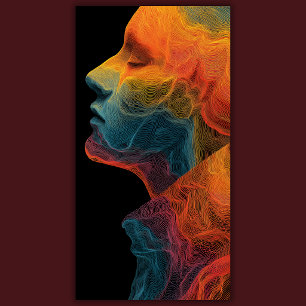 Toile Topographie Vive   Portrait Abstrait