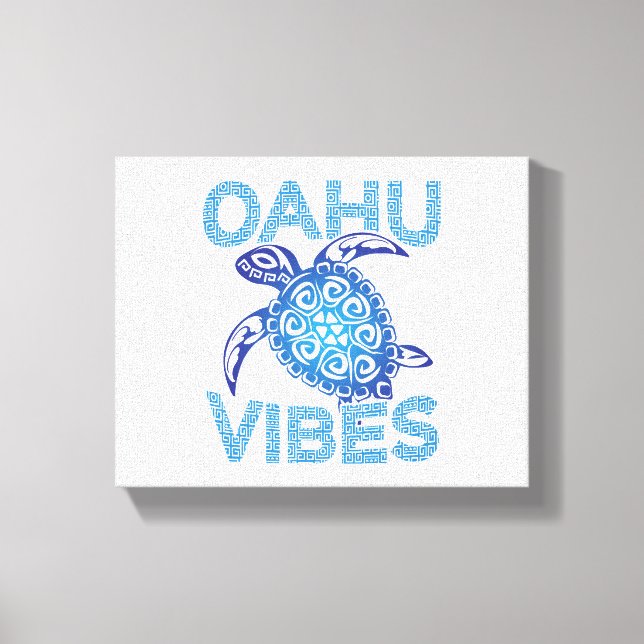 Toile Tortue bleue polynésienne Oahu Vibes (Recto)
