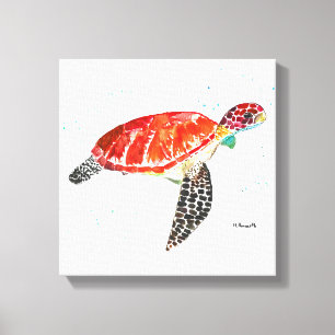 Toile Tortue de mer Plage Aquarelle Océan sous l'eau