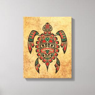Toile Tortue de mer rouge et verte vintage d'esprit de