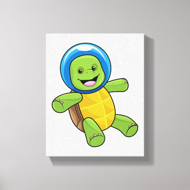 Toile Tortue en astronaute avec boule de verre (Recto)