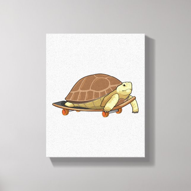 Toile Tortue en patinage avec skateboard (Recto)