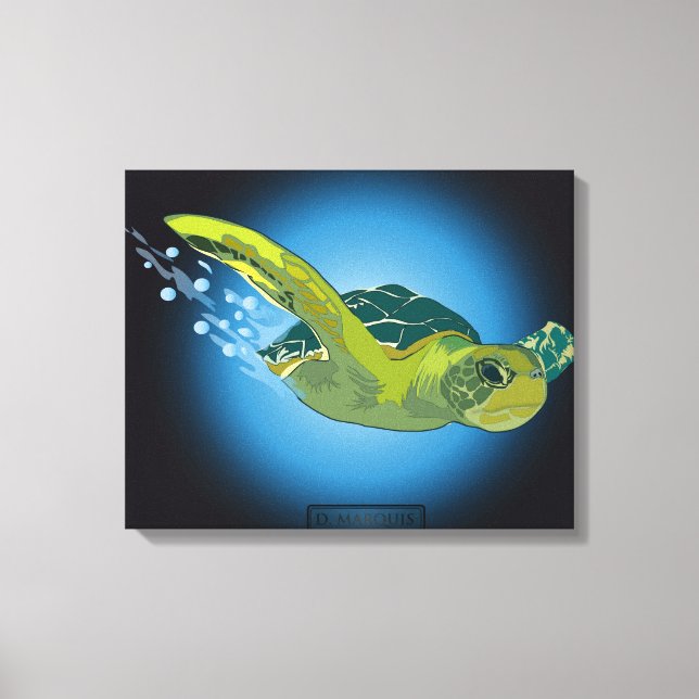 Toile TORTUE MARINE SUR CANVAS 20 "x 16" (Recto)