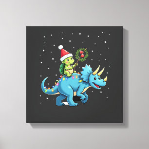 Toile Tortue Santa à cheval sur le renne T-Rex Lumière d