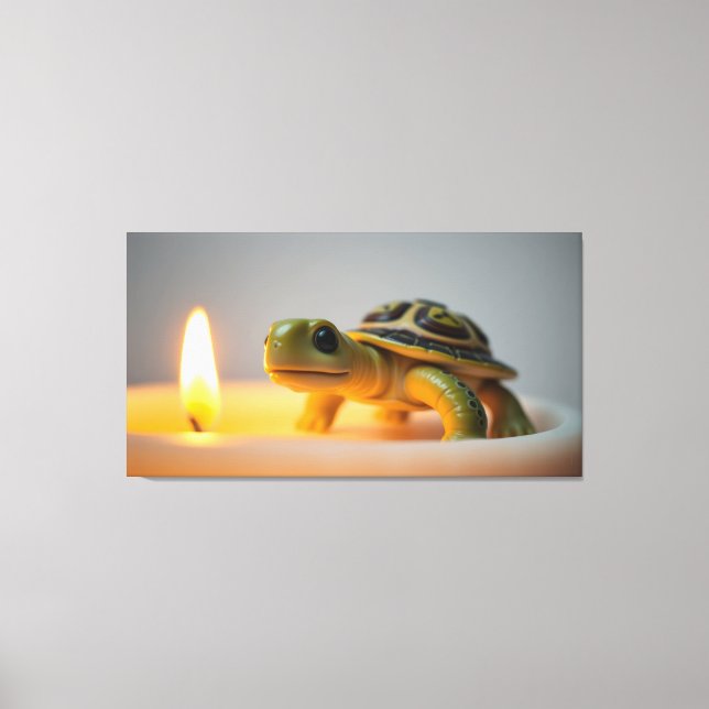 Toile Tortue sur une bougie en feu (Recto)