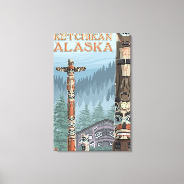 Toile Totem de l'Alaska - Ketchikan, Alaska (Recto)