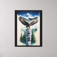 Totem haïda et aigle chauve