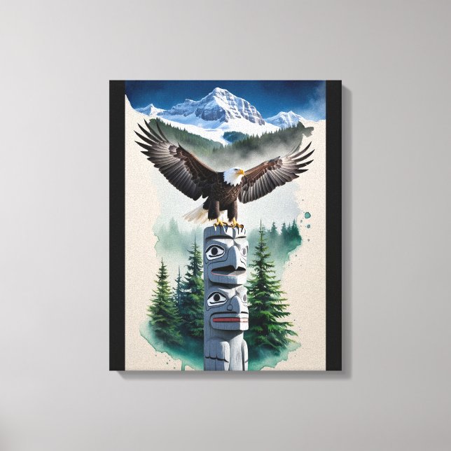 Toile Totem haïda et aigle chauve (Recto)