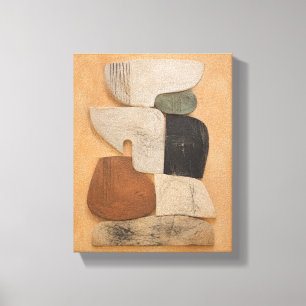 Toile Totems en Plâtre en Équilibre Silencieux Moderne A