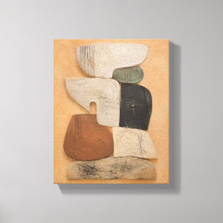 Toile Totems en Plâtre en Équilibre Silencieux Moderne A
