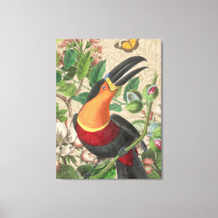 Toile Toucan Jungle Tropical Bird Belle antique