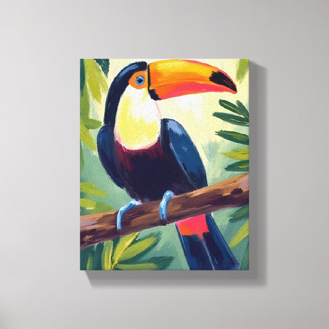 Toile Toucan Oiseau Tropical Coloré Aquarelle (Recto)