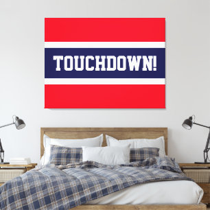 Toile TOUCHDOWN Bright Red White Navy Bleu Stripes