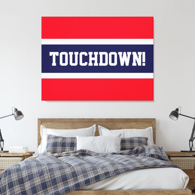 Toile TOUCHDOWN Bright Red White Navy Bleu Stripes (Insitu(Chambre))