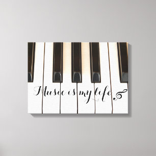 Toile Touches de piano avec citation de musique
