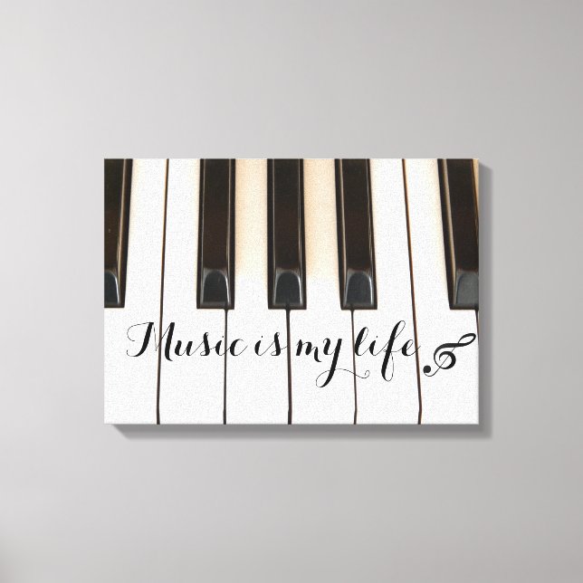 Toile Touches de piano avec citation de musique (Recto)