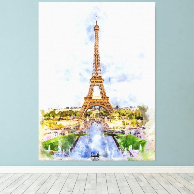 Toile Tour Eiffel à Paris au coucher du soleil nr2 (Insitu (Plancher de Bois))
