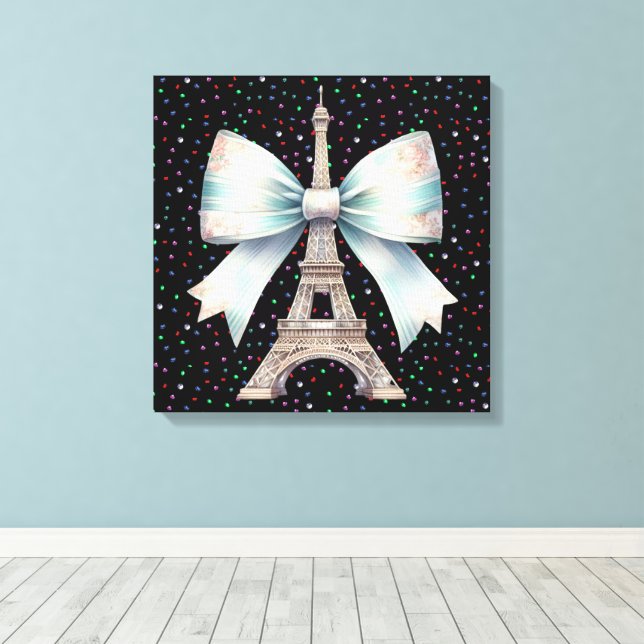 Toile Tour Eiffel avec oreiller à lancer de cou (Insitu (Plancher de Bois))