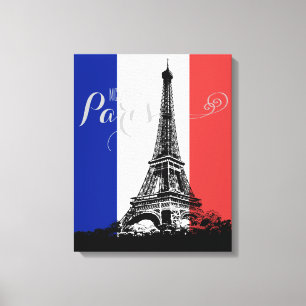 Toile Tour Eiffel France Drapeau Monogramme