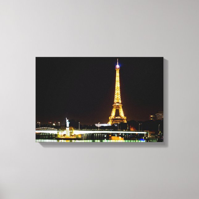 Toile Tour Eiffel illuminée à Paris la nuit (Recto)