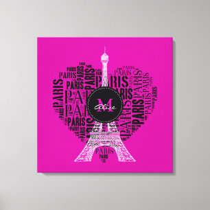 Toile Tour Eiffel Love Paris Monogramme