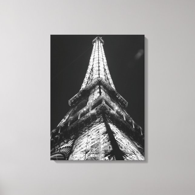 Toile Tour Eiffel Noir & Blanc à Paris Nuit (Recto)