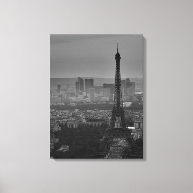 Toile Tour Eiffel Noir & Blanc Paris City Panorama (Recto)