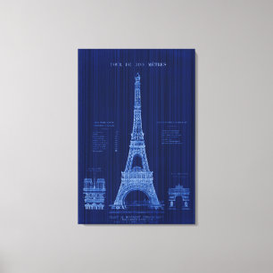 Toile Tour Eiffel Paris FRANCE Plan de construction