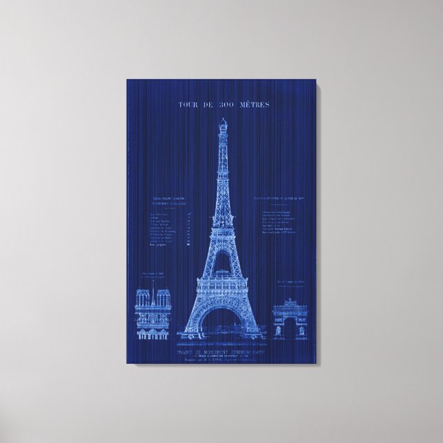 Toile Tour Eiffel Paris FRANCE Plan de construction (Recto)