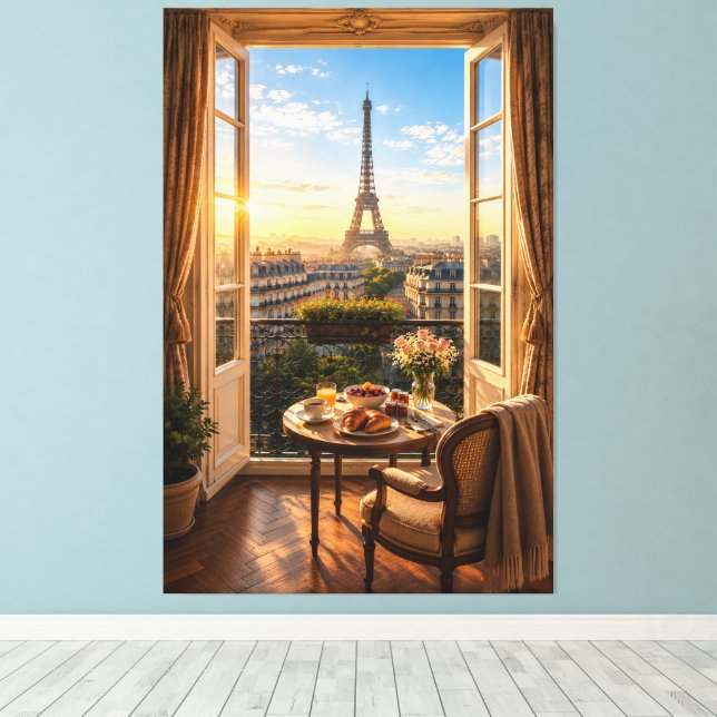 Toile Tour Eiffel Paris Luxe Petit Déjeuner Vue (Insitu (Plancher de Bois))