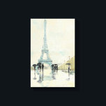 Toile Tour Eiffel | Paris sous la pluie<br><div class="desc">© Avery Tillmon / Pomme sauvage. Une image vintage de Paris,  et des promeneurs. Une image de la Tour Eiffel est visible.</div>