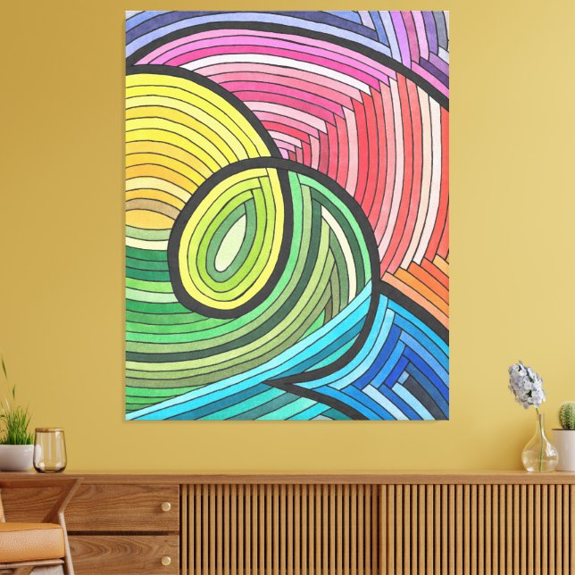 Toile Tourbillon de arc-en-ciel abstrait vibrant avec de (Insitu(Salon))