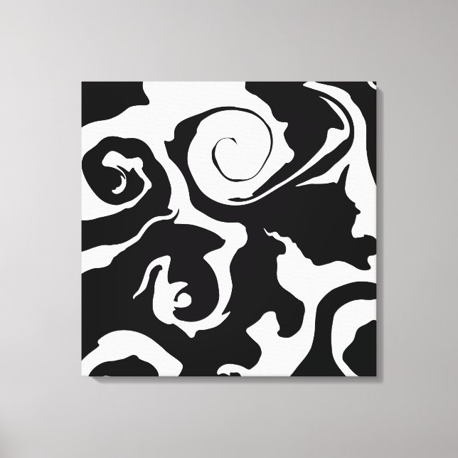 Toile Tourbillon noir et Marbre blanc moderne (Recto)