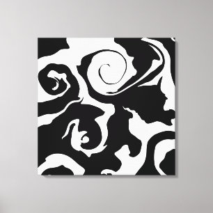 Toile Tourbillon noir et Marbre blanc moderne