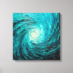 Toile Tourbillon océan turquoise abstrait
