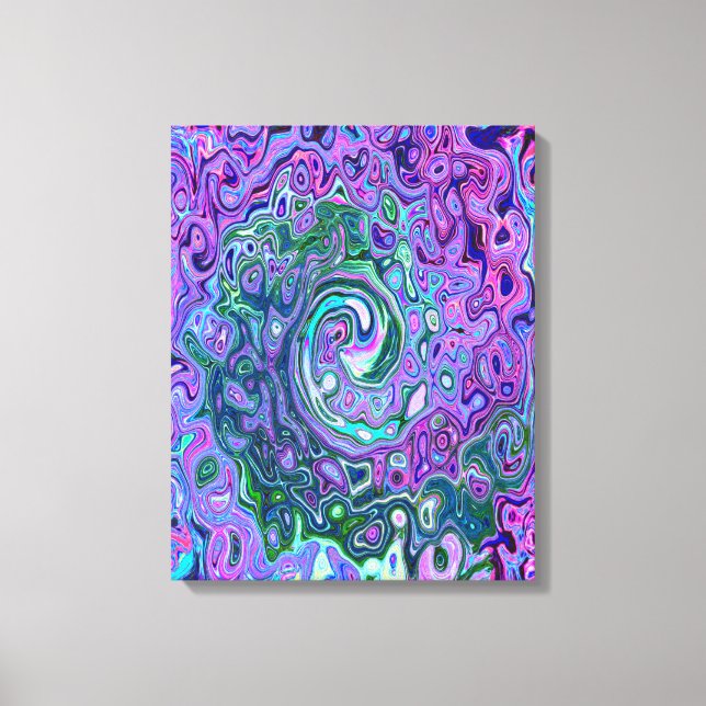 Toile Tourbillon Vert et Violet Abstrait Rétro Groovy (Recto)