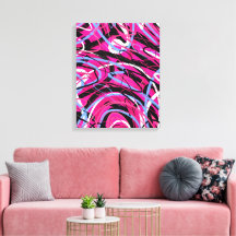 Tourbillons Abstraits en Rose et Noir