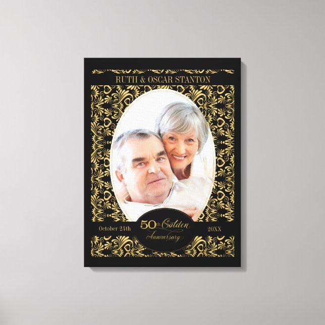 Toile Tourbillons dorés sur fond noir 50e anniversaire d (Recto)