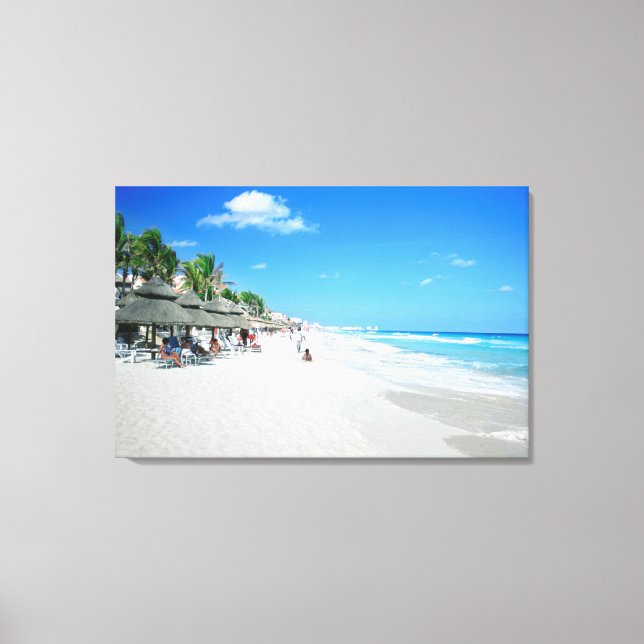 Toile Touristes Sur La Plage De Cancun (Recto)