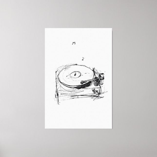 Toile Tourne-disque élégant avec notes Esquisse - Premiu (Recto)